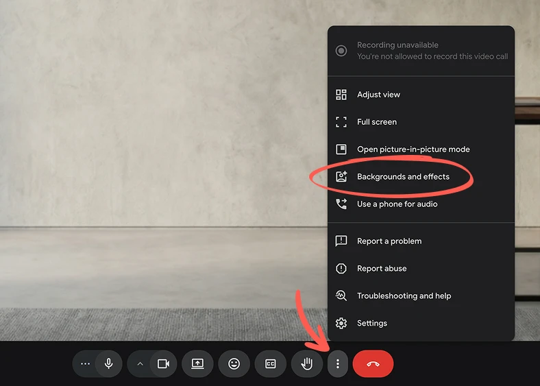 Google Meet - Call Settings