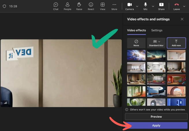 Microsoft Teams - Apply Background