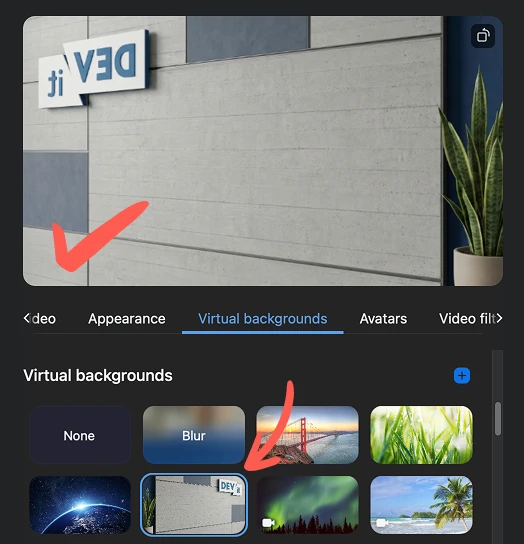 Zoom - Custom Background Selected