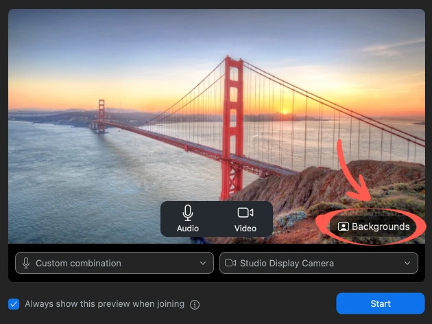 Zoom - Open Background Settings