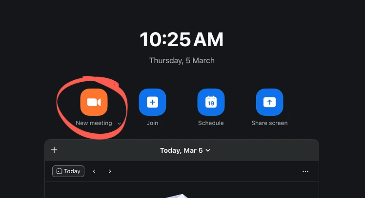 Zoom - Start New Meeting
