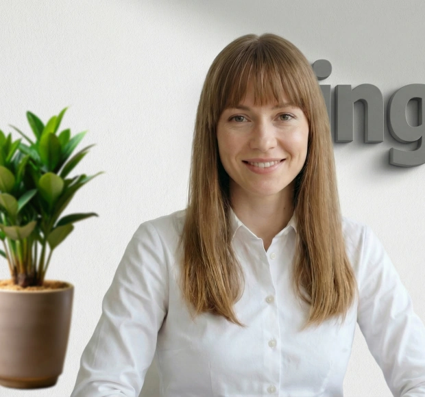 Woman in front of premium video call background